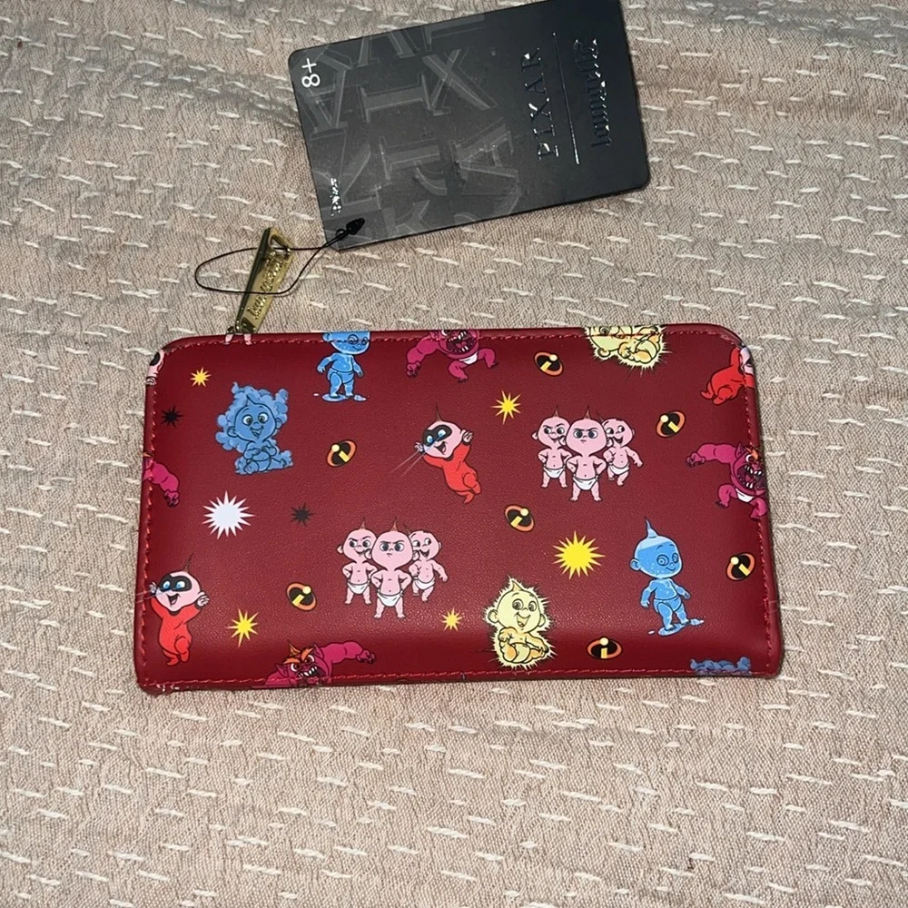 Loungefly Pixar The Incredibles Jack-Jack Red Faux Leather Bifold Wallet NWT